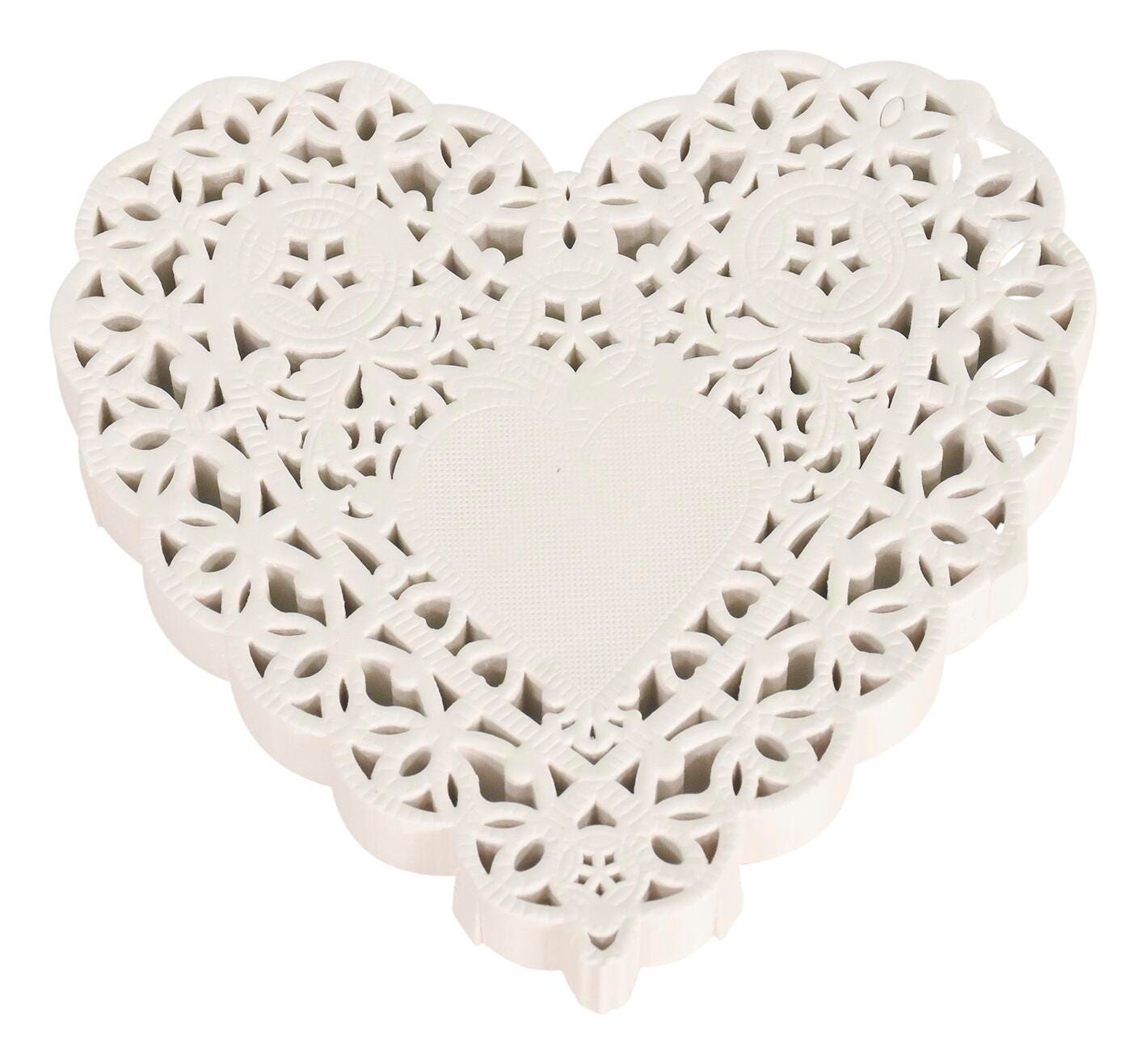 School Smart Paper Die-Cut Heart Lace Doily, 4 Inches, White, Pack of 100 085612